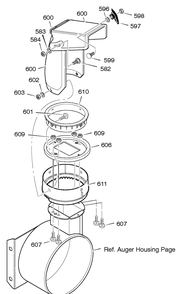 Discharge Chute Diagram and Parts List for 627108X4A 2005 Briggs and Stratton Snow Blower